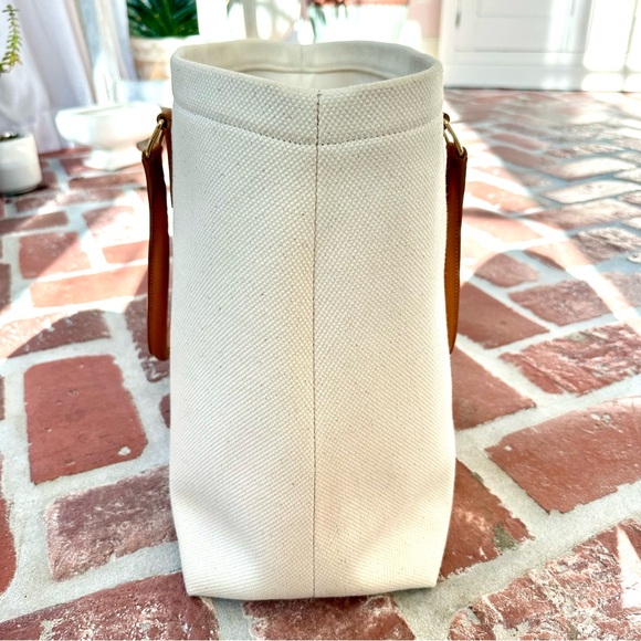 CELINE Horizontal Cabas Tote Hand Bag, Canvas Calf Skin, White, DISCONTINUED - Picture 12 of 16